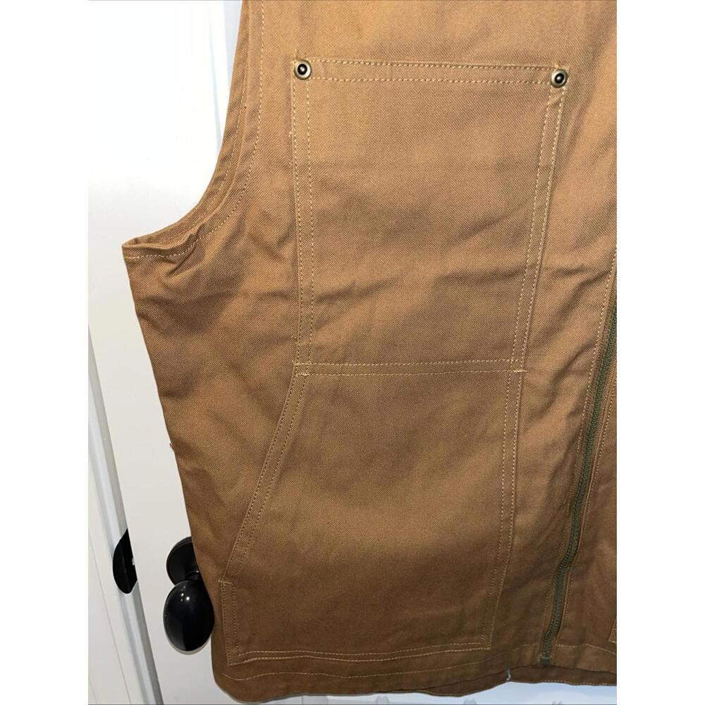 #346 Brown St. John’s Bay Vest Quality Menswear Outdoor 100% Cotton Shell Large - Picture 3 of 10